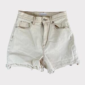 LOFT Made and Loved White Denim Shorts Pockets Frayed Hems Zipper Button 26 2